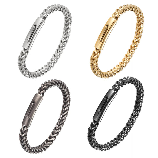 REBEL Simple Stainless Steel Bracelet for Men Personalized Retro Chain Hip-hop Punk Style Fashion Bracelet Jewelry