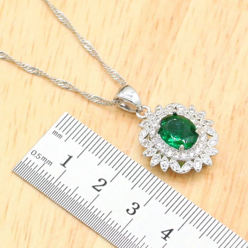 XOTICA Custom Green Purple Zircon Jewelry Set for Women Classic Wedding Bracelet Hoop Earrings Necklace Rings Gift Box for Parties