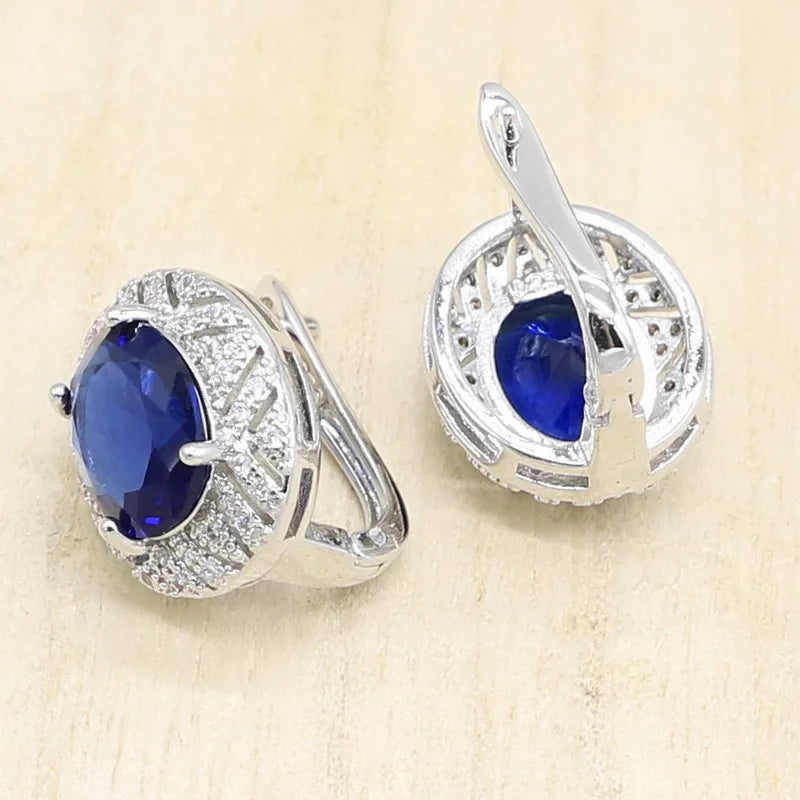 XOTICA Luxury Design 925 Sterling Silver Jewelry Set for Women Silver Jewelry Zircon Hoop Earrings Necklace Rings Bracelet