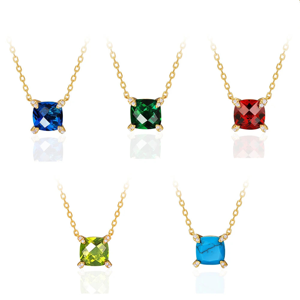 ArtistA KRKC 5A Zircon 18K Real Gold 925 Sterling Silver Diamond Pendant Birthstone Necklaces for Women