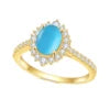 Gemfiori Abiding Classic Design 925 Silver Yellow Gold Plated Turquoise Rings Stacking Synthetic Gemstone Turquoise Ring in Stock