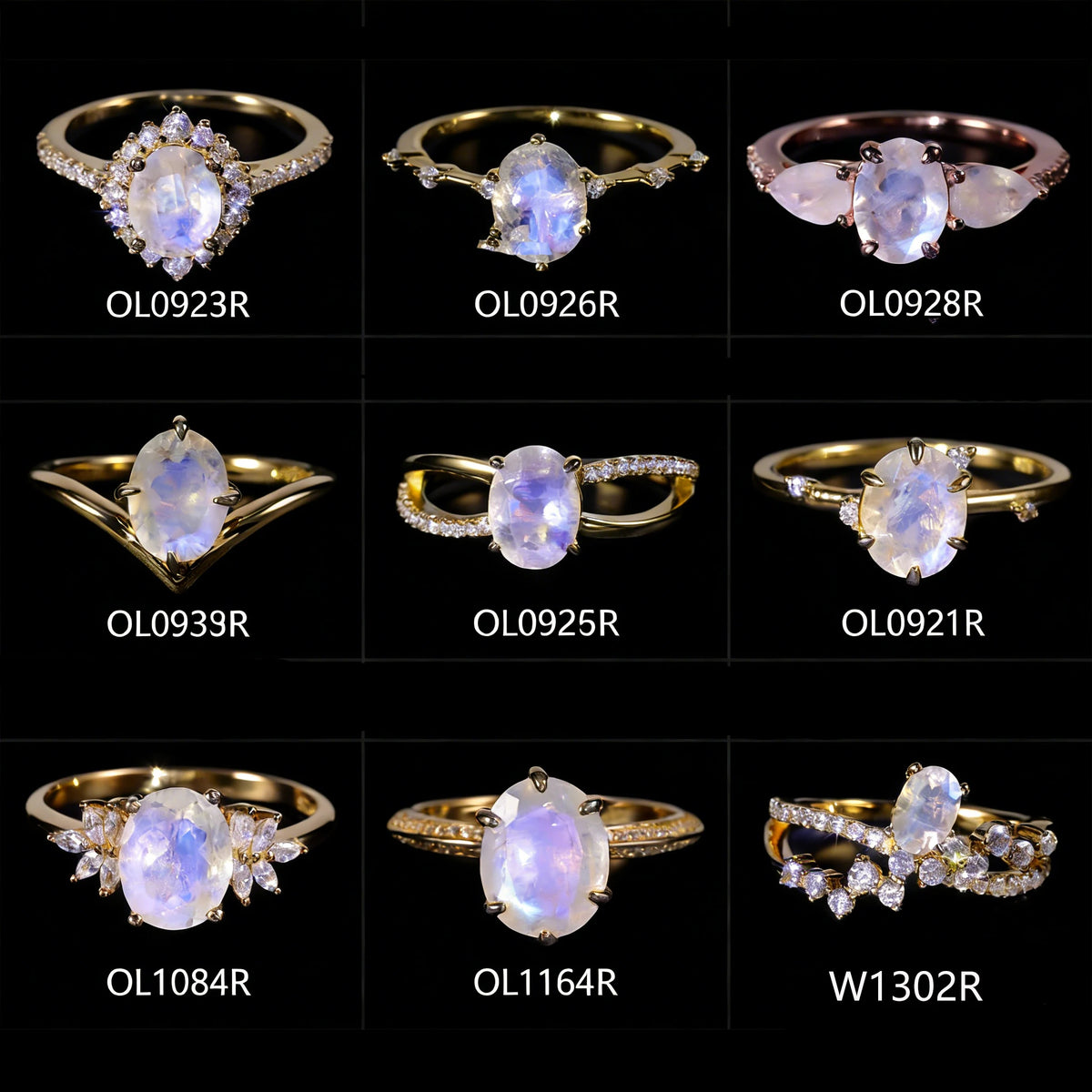 ArtistA Abiding Unique Design Exquisite 925 Silver Inspired Faceted Natural Milky Blue Moonstone Cluster Halo Ring for Women Bijoux
