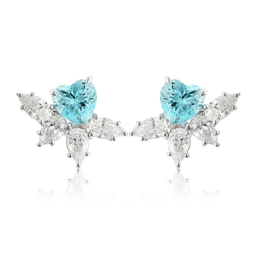 Gemfiori Anster High Quality S925 Lab Grown Paraiba Earring Stud Dainty Gemstone Stud Earrings for Women Daily Wear Gift
