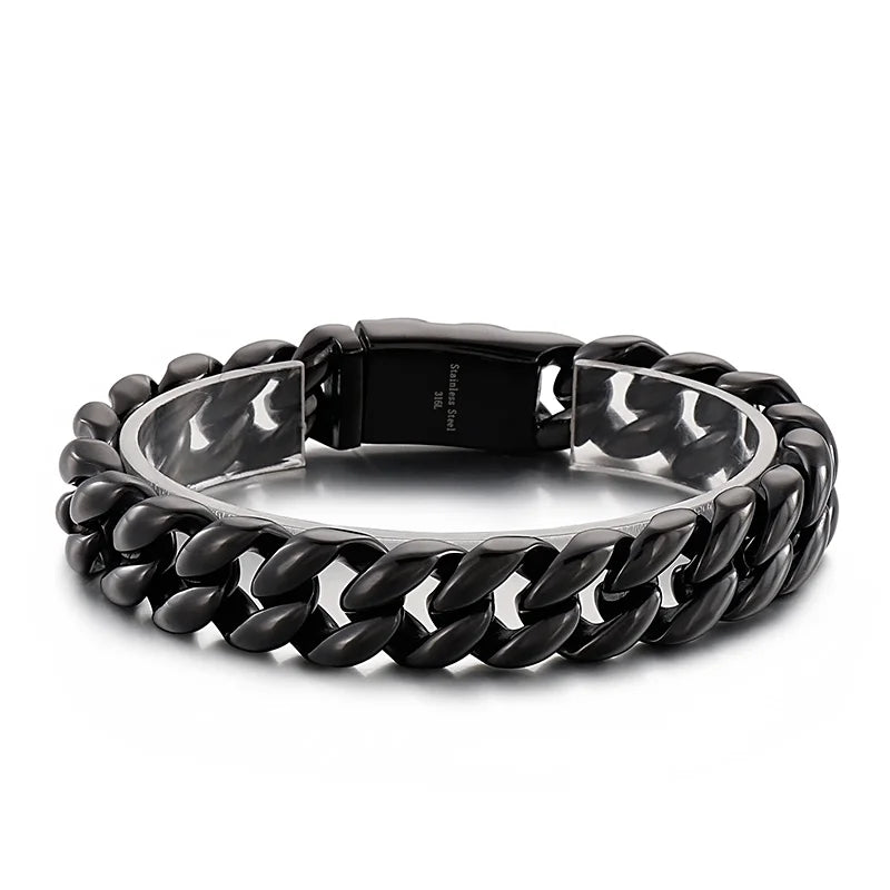 KALEN Hip-hop Stainless Steel Fashion Jewelry Bracelets Cuban Style Links Bracelet for Men