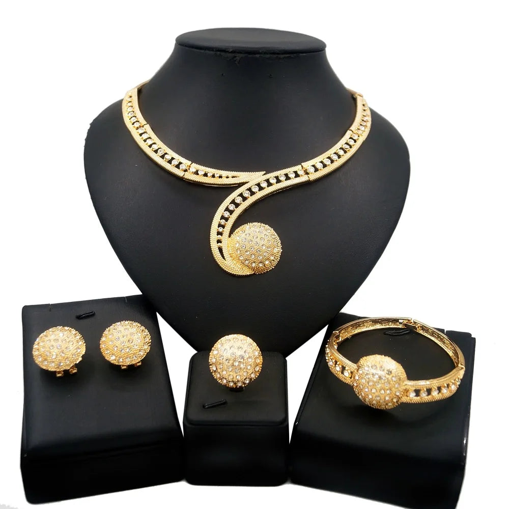 Zhuerrui Italian Gold Plated Jewelry Sets High Quality Brazilian Gold Jewelry Set Necklace Bracelet Chain Jewelry Set HC10022