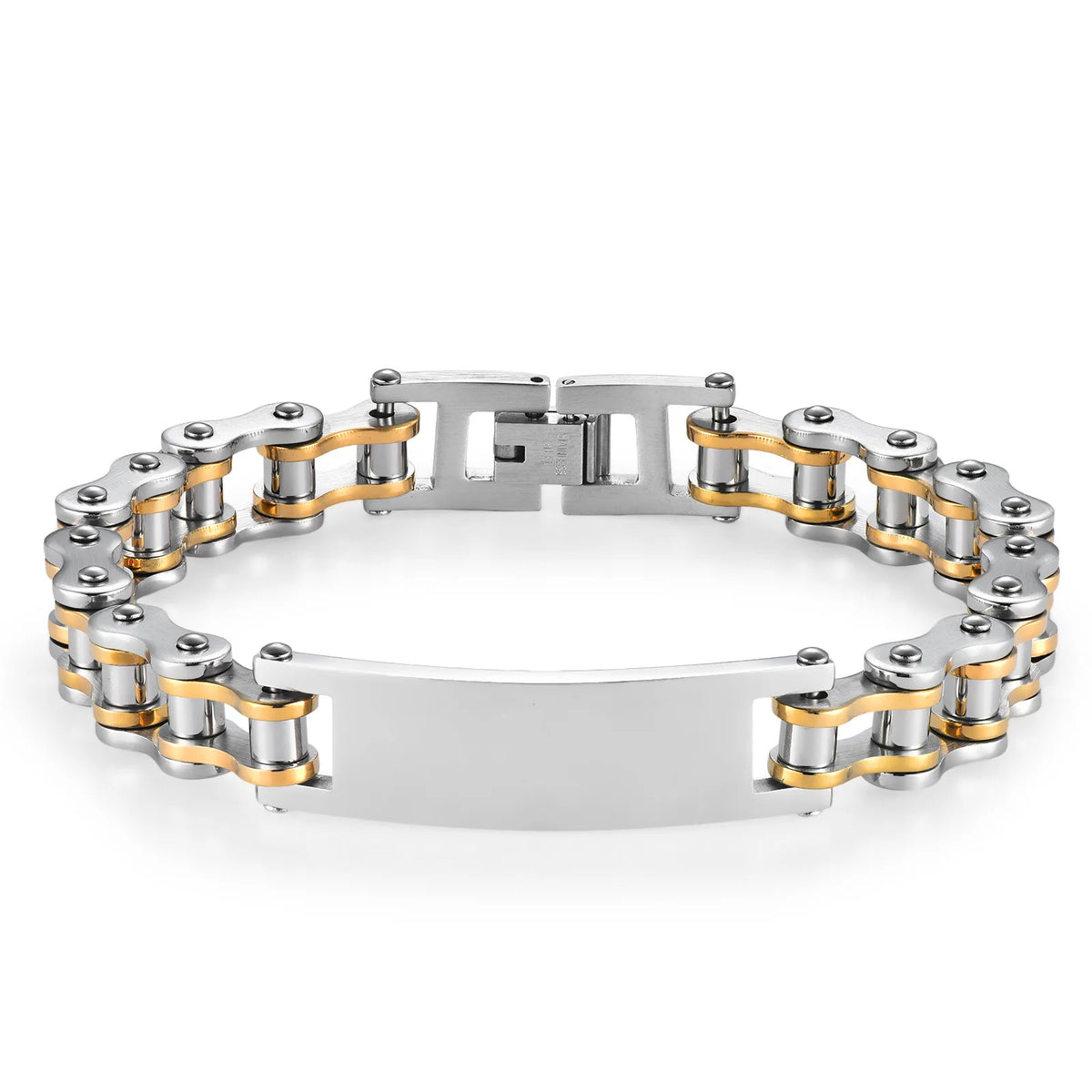 REBEL European American Trendy Titanium Steel Motorcycle Bicycle Chain Bracelets Hip-Hop Curved Geometric Stainless Steel Fashion Link