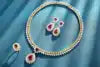 Gemfiori Anster Luxury Ruby Necklace Delicate Stone Fashion Jewelry Necklaces for Women Earrings Jewelry