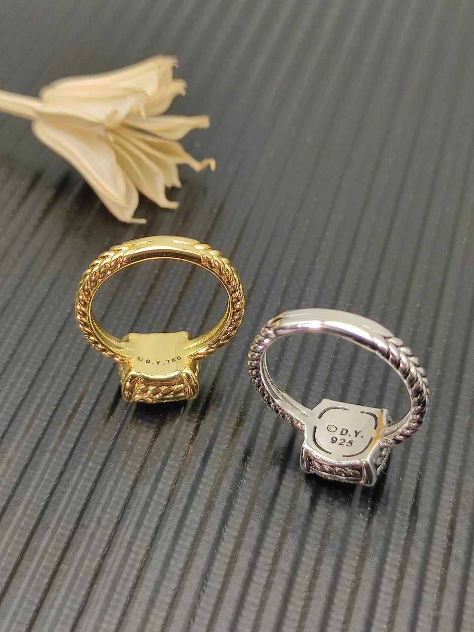 FASHIONISTA DY High-Quality Silver-Plated Four-Claw Full-Diamond Ring, Gold-Plated Diamond Ring, Jewelry