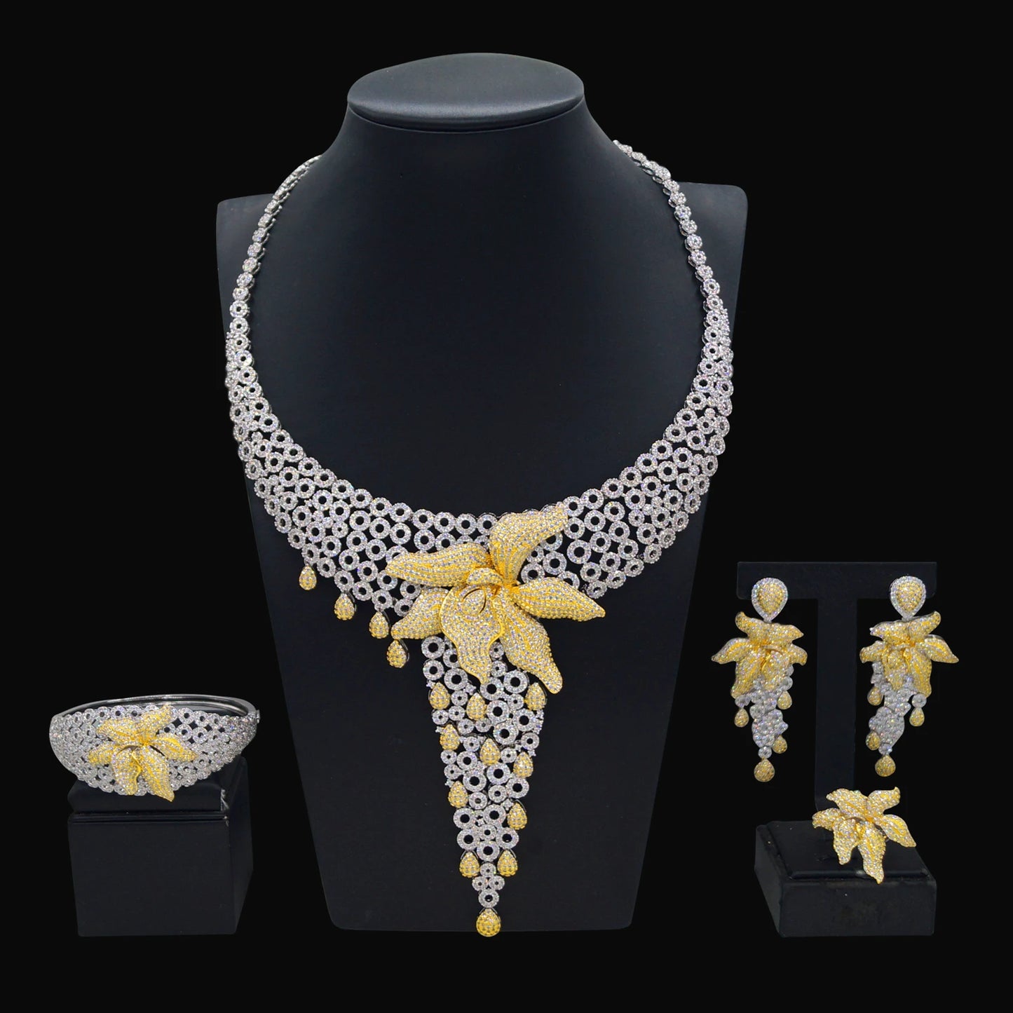 Zhuerrui New Design Sense Jewelry Set American High-end Diamond Series Ladies Classic Inheritance Wedding Four SetsHZ250003