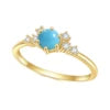 ArtistA Abiding Classic Design 925 Silver Yellow Gold Plated Turquoise Rings Stacking Synthetic Gemstone Turquoise Ring in Stock