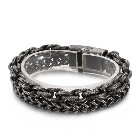 KALEN Stainless Steel Hand Chain Bracelet Retro Chains Bracelets Link Bangle