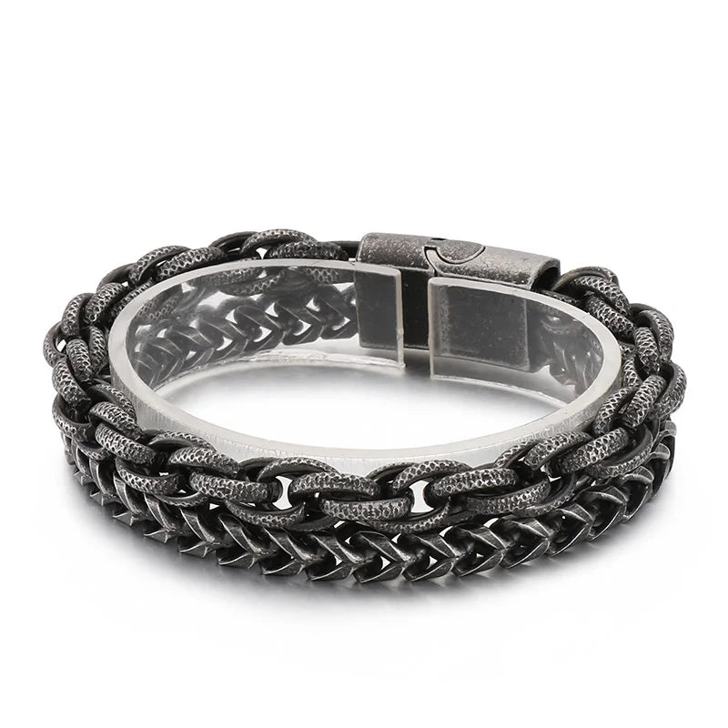 KALEN Stainless Steel Hand Chain Bracelet Retro Chains Bracelets Link Bangle