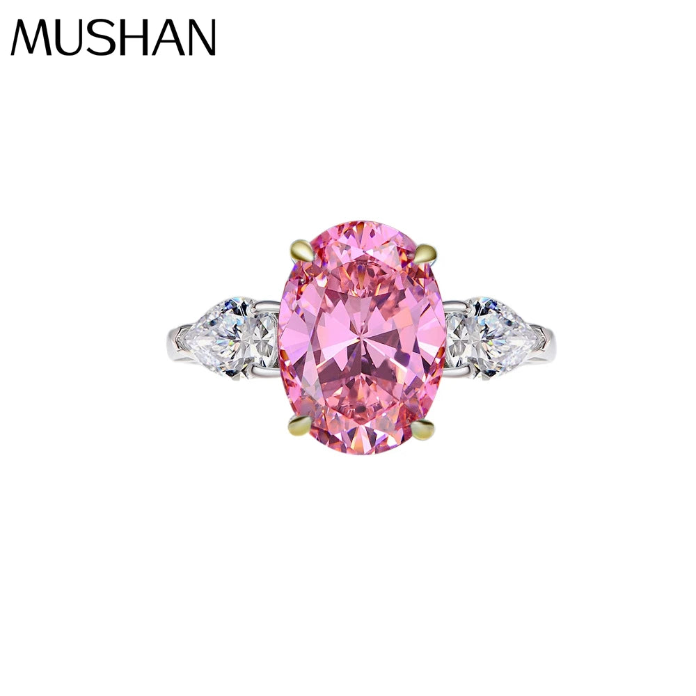 MuShan Jewelry Factory New 925 Silver Simple Four Prong 5 Carat Ring Fashionable Oval 10*14 High Carbon Diamond Ring