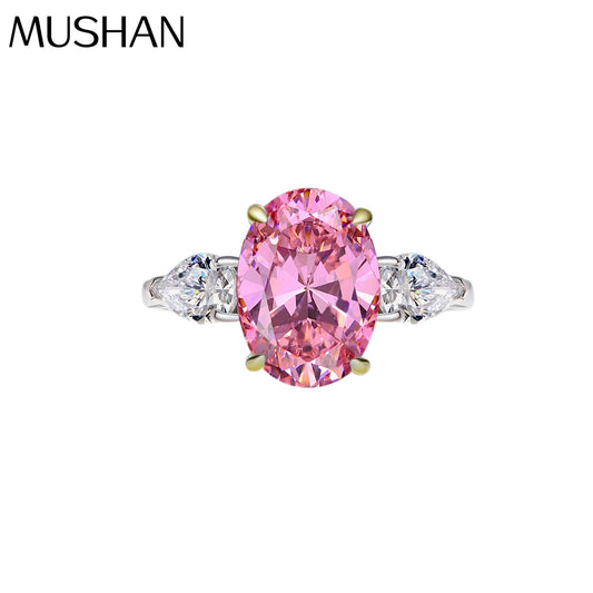 MuShan Jewelry Factory New 925 Silver Simple Four Prong 5 Carat Ring Fashionable Oval 10*14 High Carbon Diamond Ring