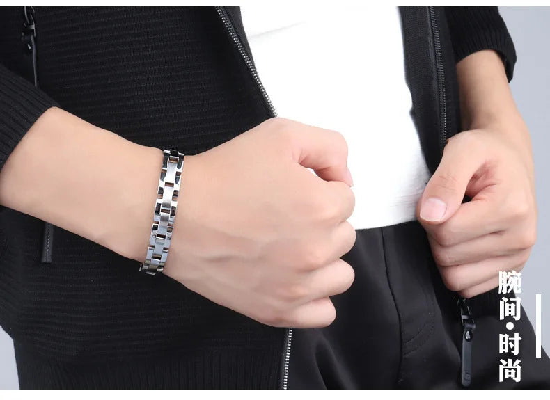 Classic Titanium Germanium Steel Women's Men's Magnetic Fashion Jewelry Bracelet