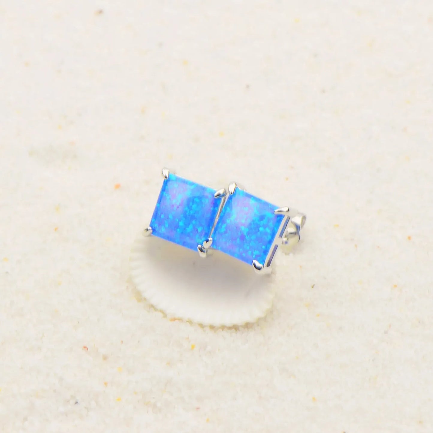 Ins Square Brass Geometric Opal Earrings | Minimalist Cute Gift Jewelry Best Seller Wholesale
