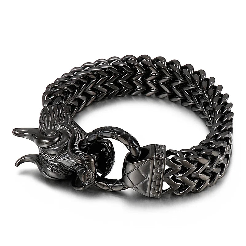KALEN Fashion Men Fashion Punk Stainless Steel Bracelet Chinese Dragon Link Chain Bracelet