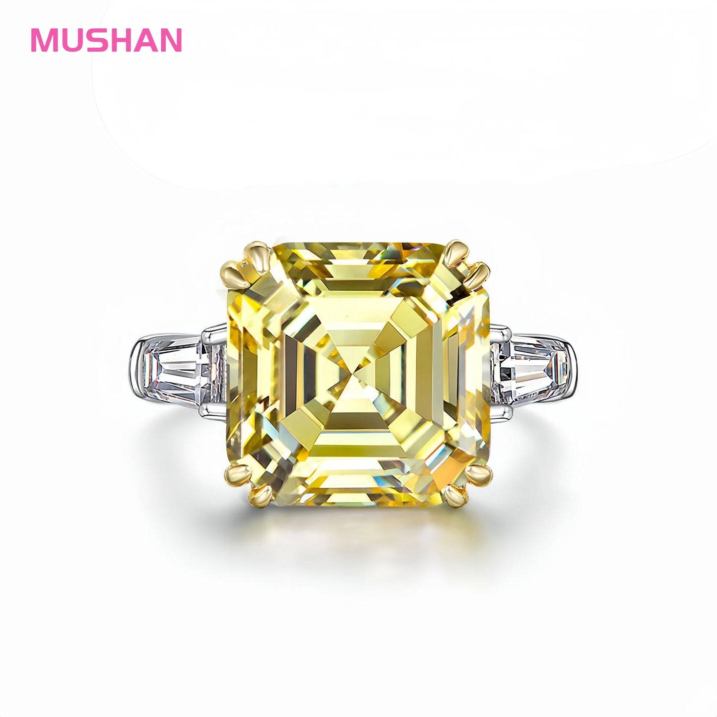 MUSHAN 925 Sterling Silver Platinum Plated Luxury Wedding Ring Band Women Square 7ct High Carbon Diamond Party Rings Fine