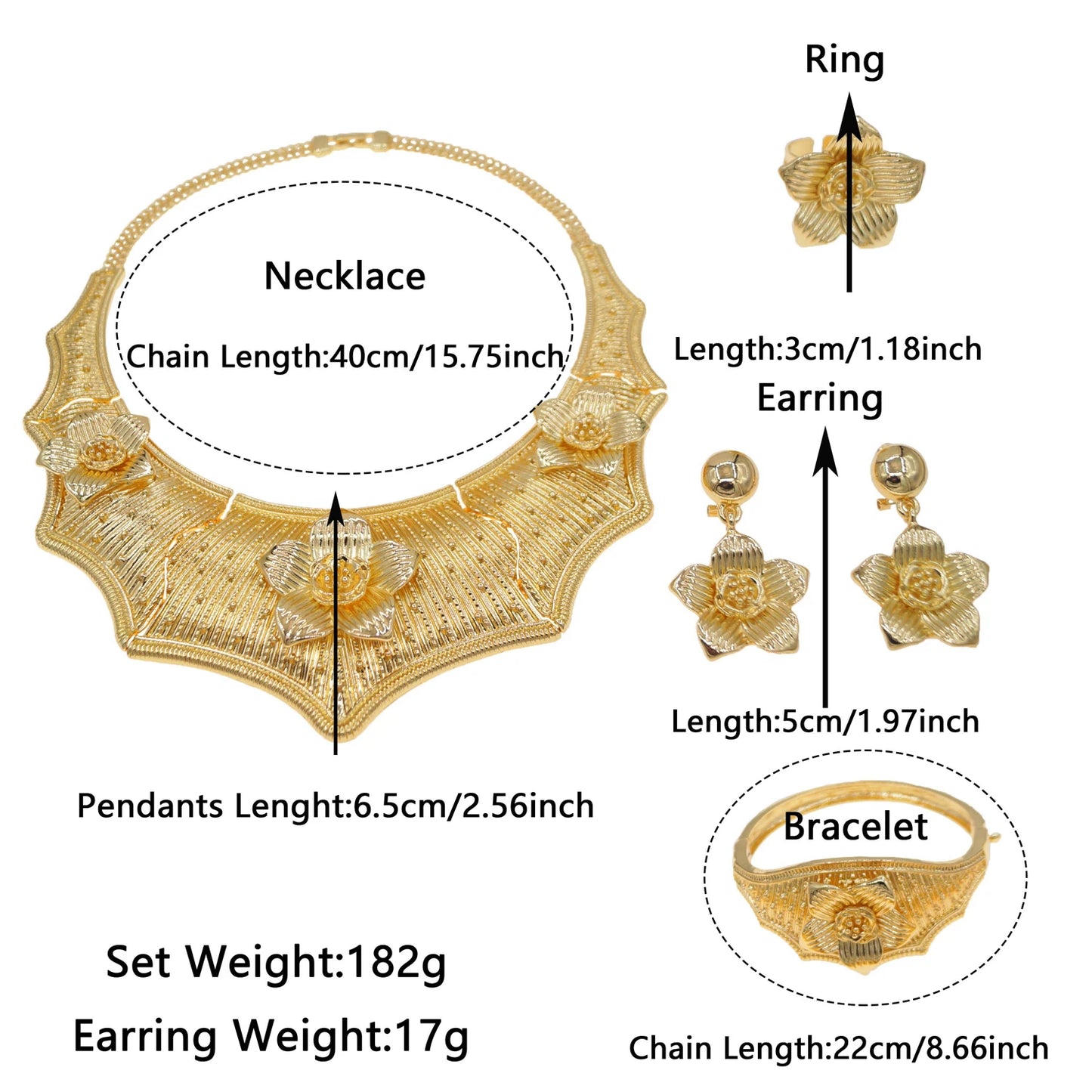 Zhuerrui New Italian Gold-Plated Jewelry Set Dubai Heavy Industries Floral Elements Styling Atmospheric Party AccessoriesH00762