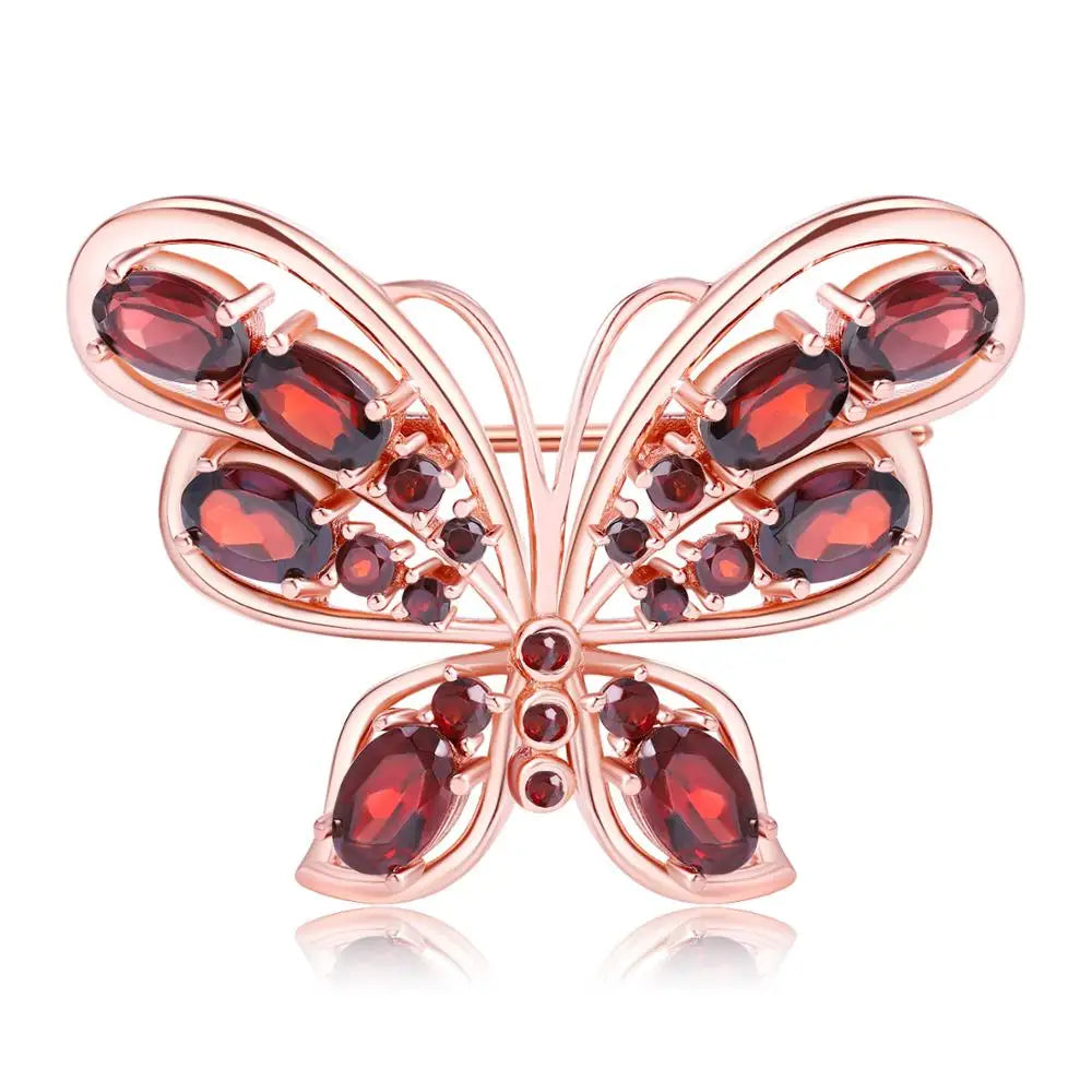 ArtistA Abiding Factory Price Brooch Pin Jewelry Natural Garnet Butterfly Brooch 925 Sliver Vintage Brooches Women Dresses Jewelry