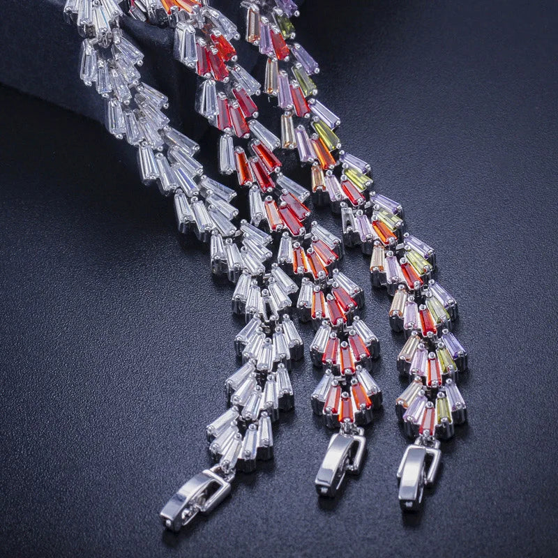 S&S CZ Trapezoid Tennis Bracelet – 5 Colours – Collection