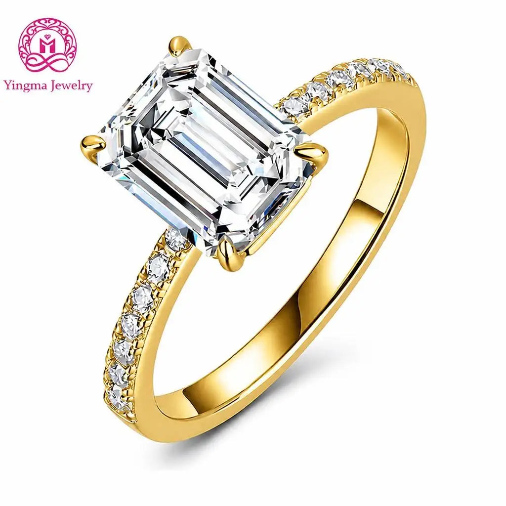 Gioiellieri Elegant Emerald Cut Lab Grown Diamond Ring 3CT D VVS2 9K 10K 14K 18K White Gold/Yellow Gold/Rose Gold Women Fine Fashion Jewelry