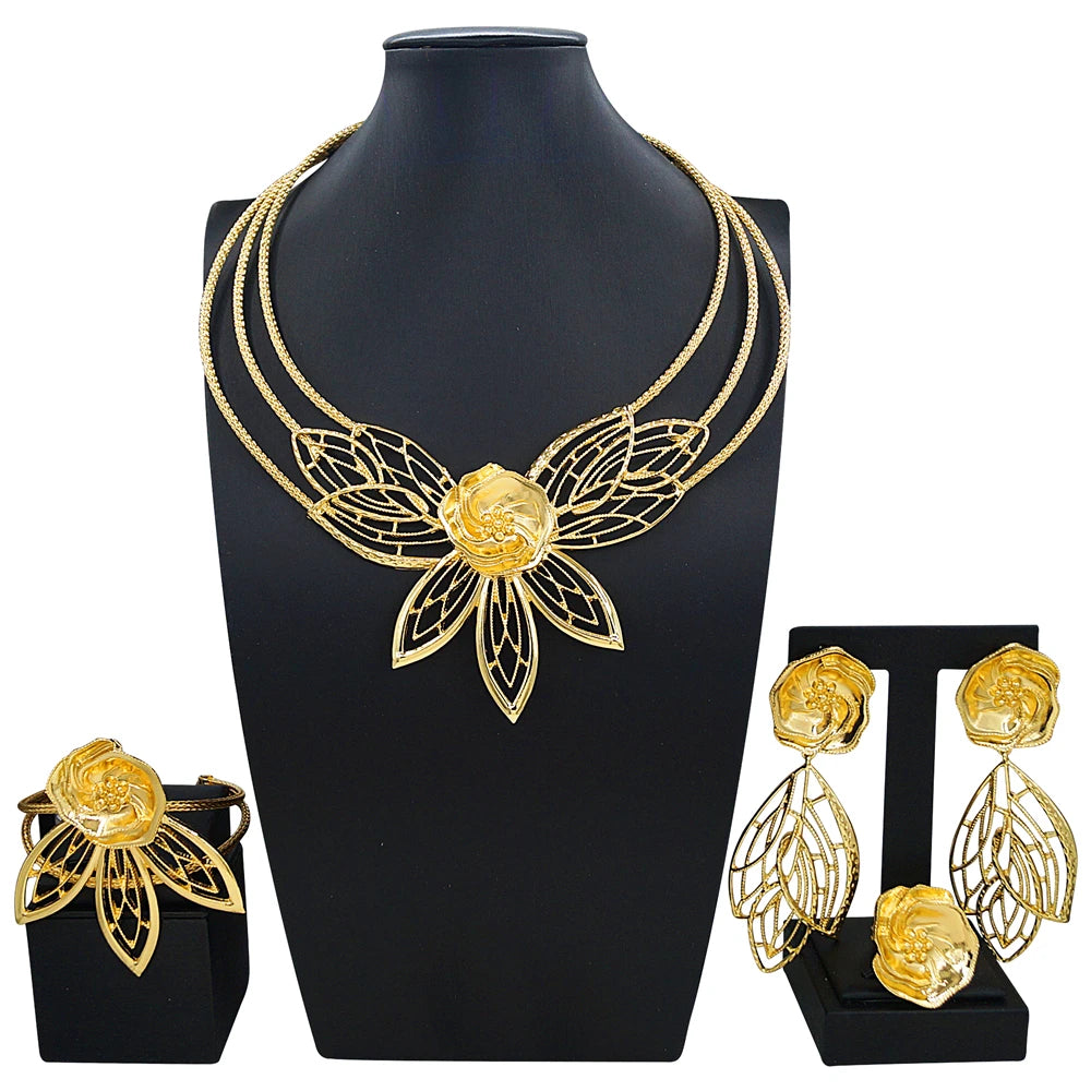 Zhuerrui Italiano Gold Designs Women Jewellery Set Party Fine Costume Jewelry Set Luxury Big Necklace Jewellery Sets X0010130