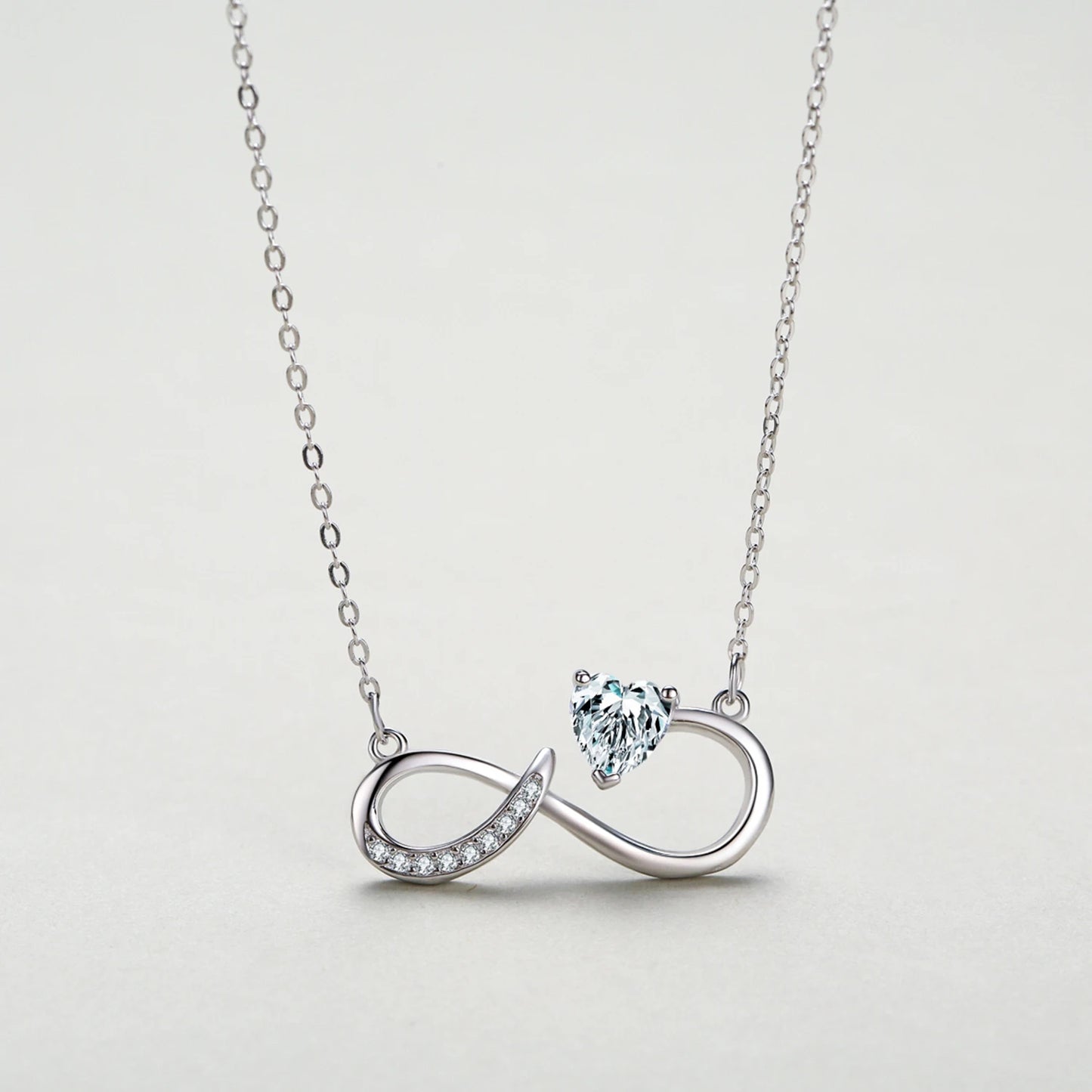 Ailmay 925 Sterling Silver Charm Heart Shining CZ Jewelry Set For Women Romantic Infinite Love Fine Jewelry Valentine's Day Gift