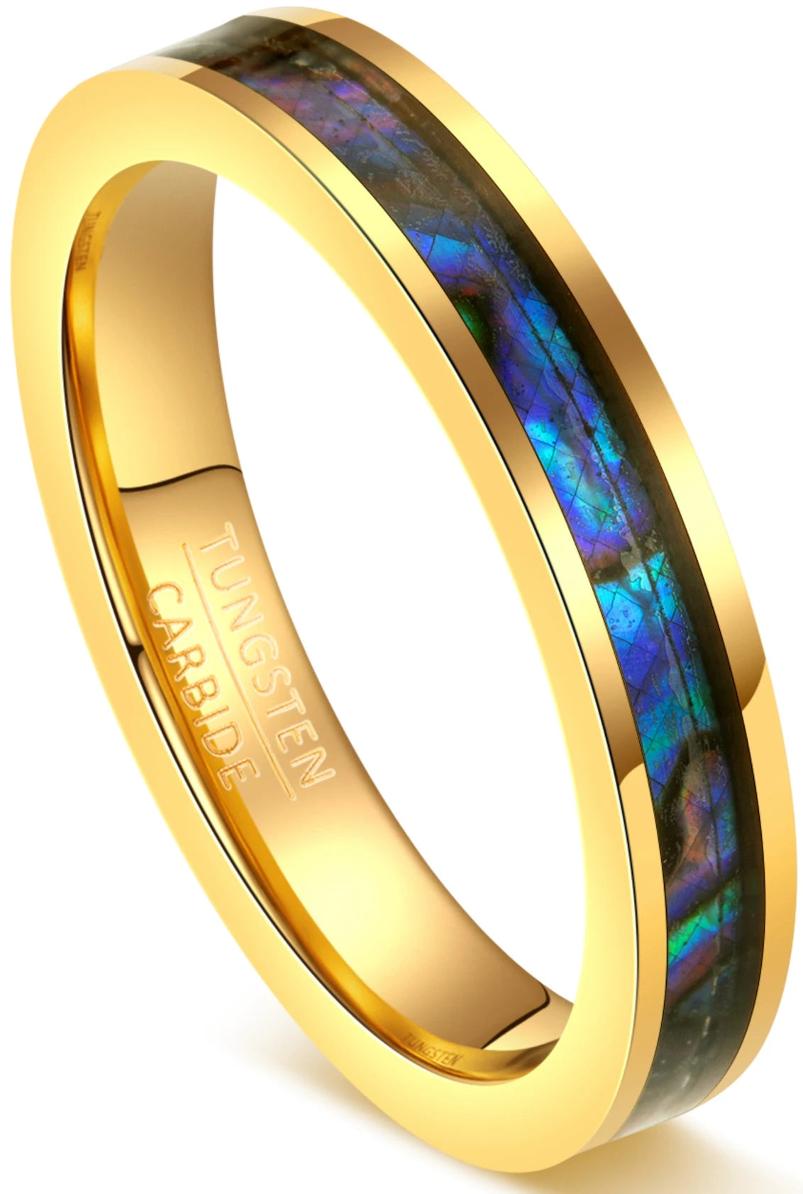 REBEL 4mm Golden Rose Golden Two Colors Optional Inlaid Abalone Shell Paper Tungsten Men's or Lady's Unisex Ring Jewelry Gift