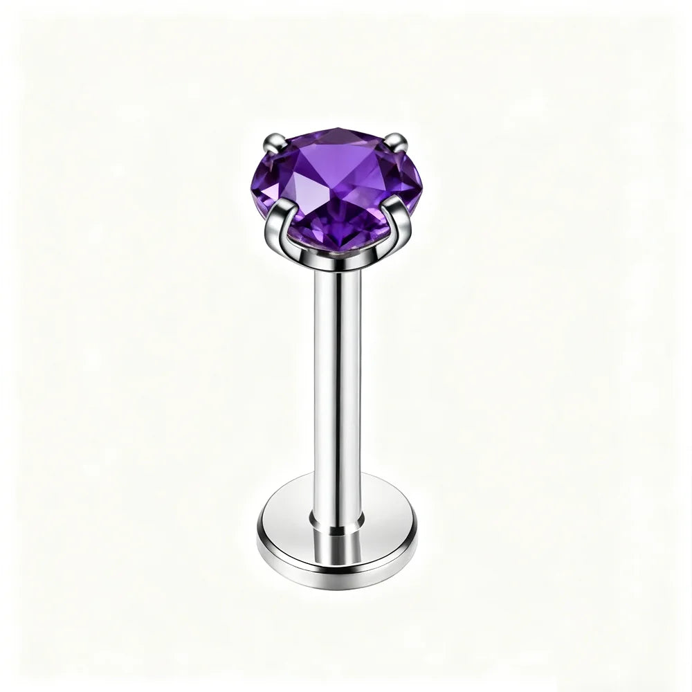 Youkeen G23 Titanium Piercing Earrings CZ Top Astm F136 Titanium Jewelry Long Thread  Top  Nose Rings Labret Helix Ear Stud