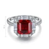 Gemfiori Bridal Jewelry 3PCS/Set Rhodium Plated Sterling 925 Silver Ring Necklace Earrings for Wedding Lab Grown Ruby Anniversary Sets