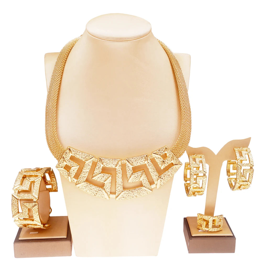 Zhuerrui Fashion Vintage 24K High Quality Jewelry Sets Italy Brazil Gold Style Jewelry Set Designer Wedding Party Jewelry H00639