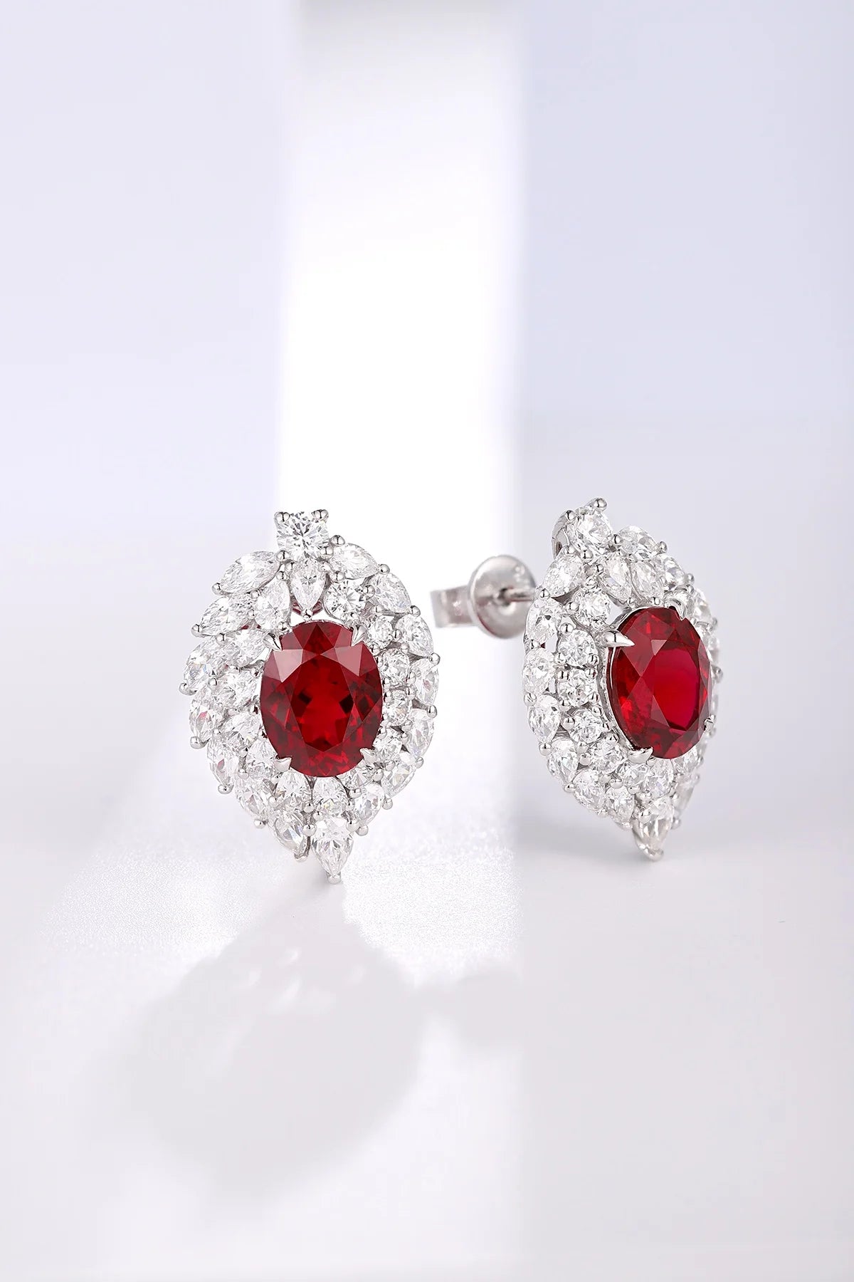 Gemfiori Anster High Quality S925 Lab Grown Ruby Earring Stud Dainty Gemstone Stud Earrings for Women Daily Wear Gift