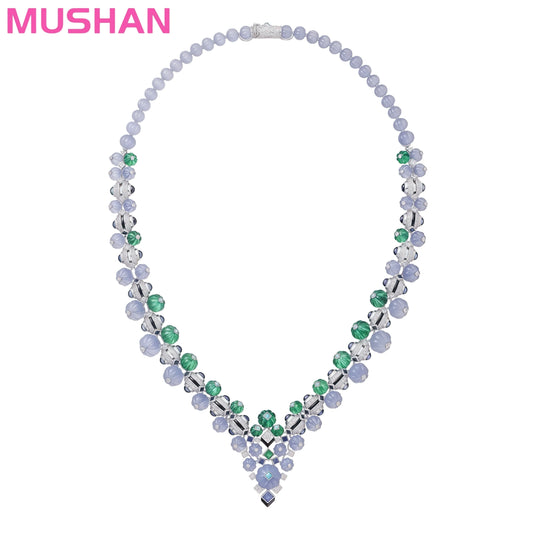 MUSHAN Luxury Brand Designer Necklace 925 Sterling Silver with High Carbon Diamond Charm Tutti Frutti Style for Weddings Gifts