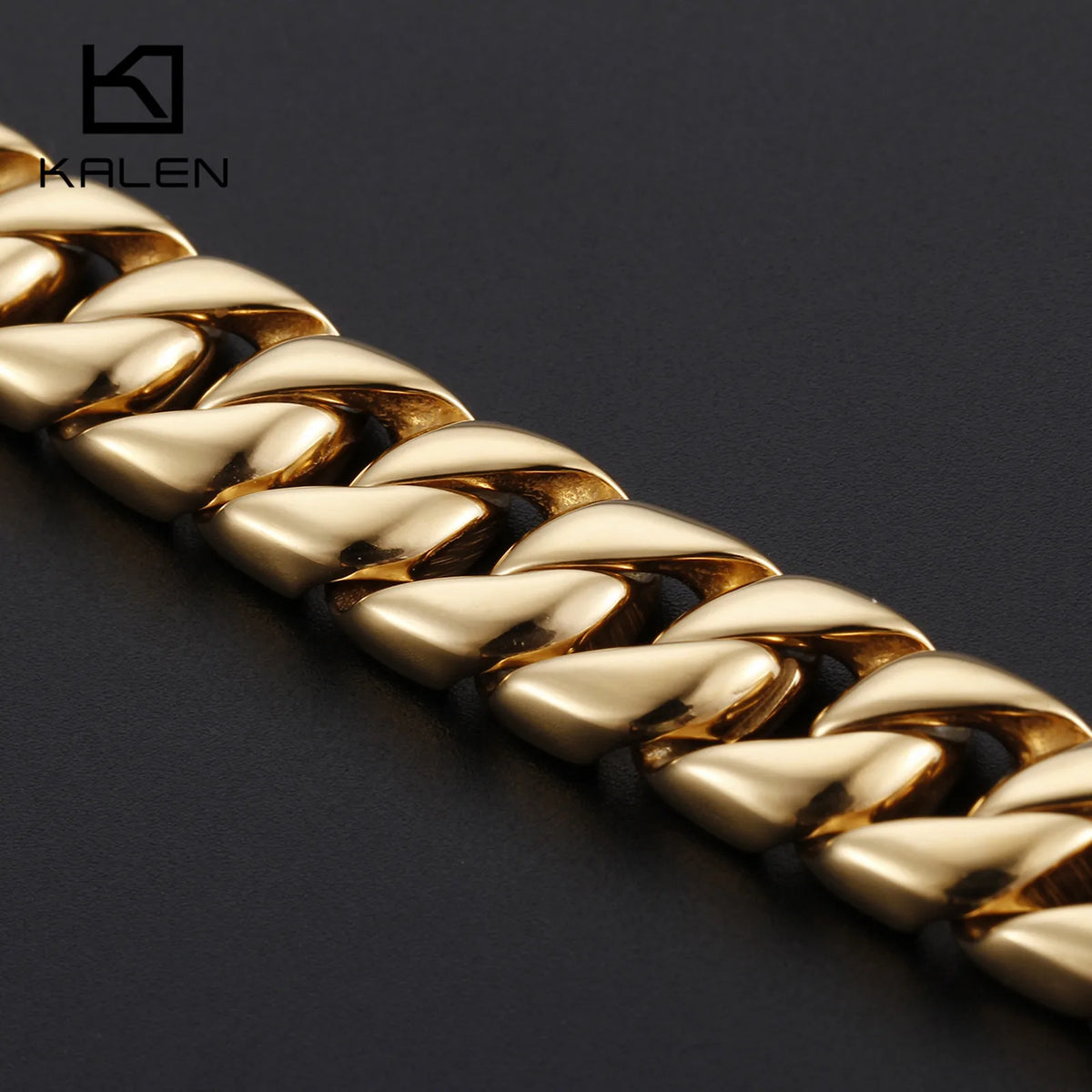 KALEN 23 cm Stainless Steel Gold Chain Bracelet for Men