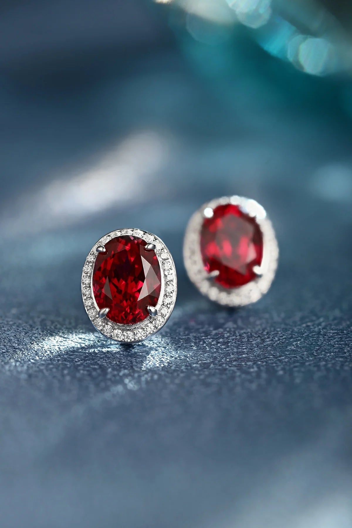 Gemfiori Anster High Quality S925 Lab Grown Ruby Earring Stud Dainty Gemstone Stud Earrings for Women Daily Wear Gift