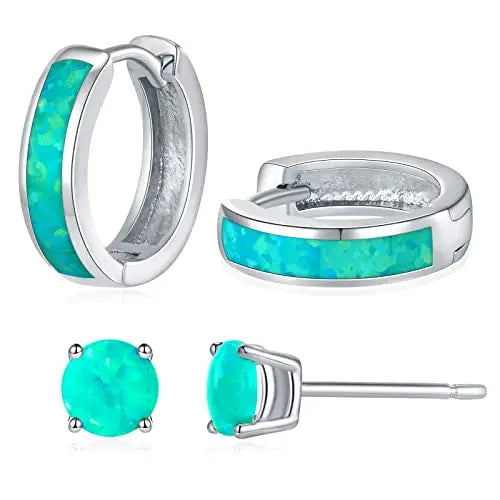 Women's Trendy Silver Plated Copper Alloy Geometric Opal Earrings Set Bulk Gifts