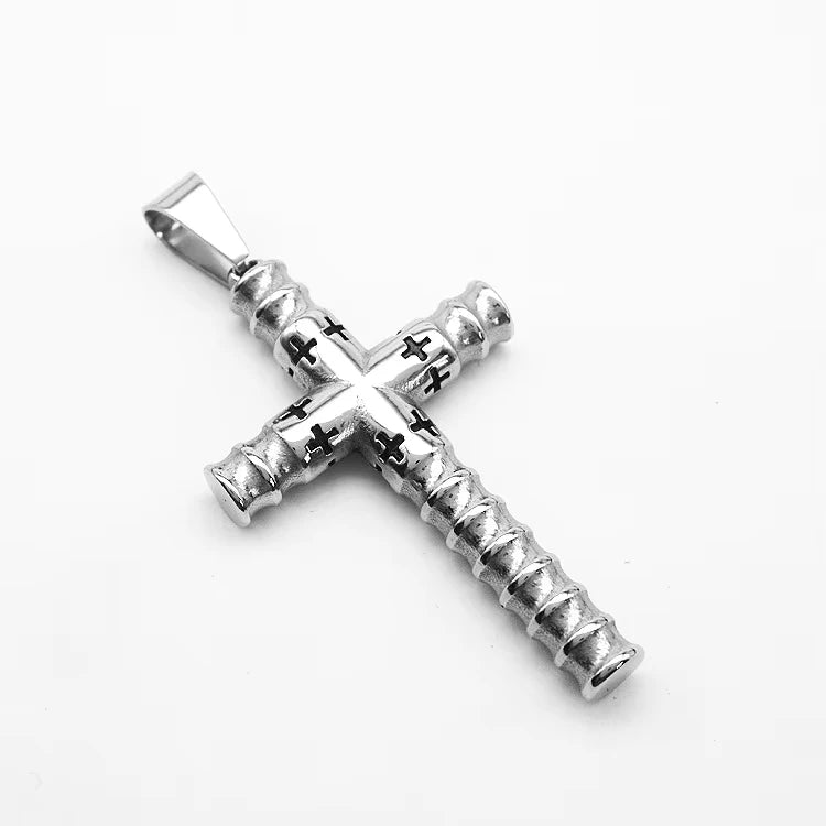Religious Threaded Cross Non Anti Tarnish Free Waterproof Stainless Steel Pendant Fashion Jewelry Necklace Men Wholesale