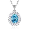 925 Sterling Silver Classic Square Blue Zircon Pendant Necklace | Luxury Blue Stone Clavicle Chain Birthday Gift for Women