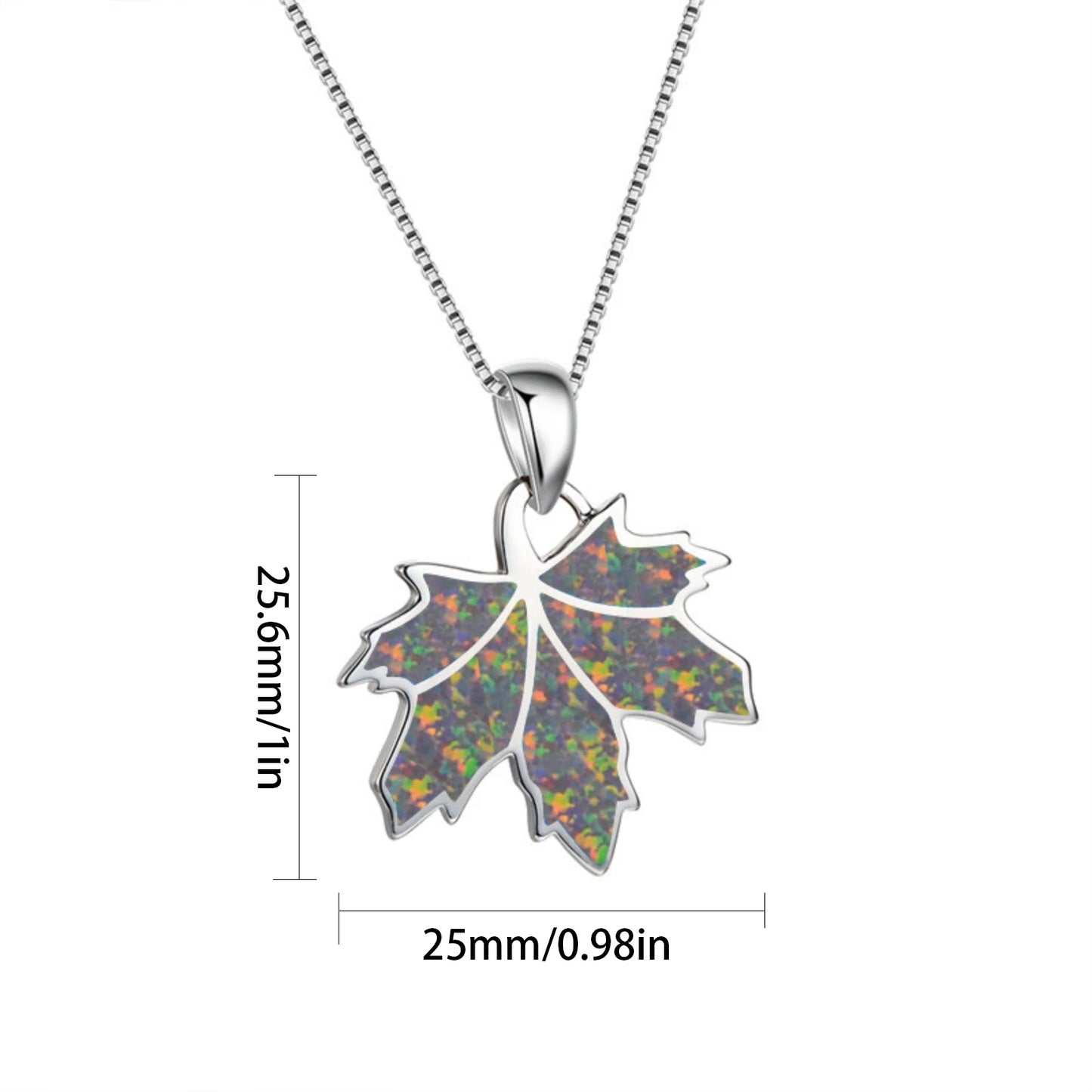 Aobao Leaf Tree Silver Plated Copper Alloy Minimalist Geometric Opal Lab Created Lariat Necklace for Women