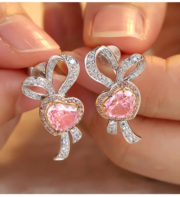 Gemfiori Custom Women's pink Morganite Earrings 925 Sterling Silver Jewelry Complementary Morganite Stud Earrings