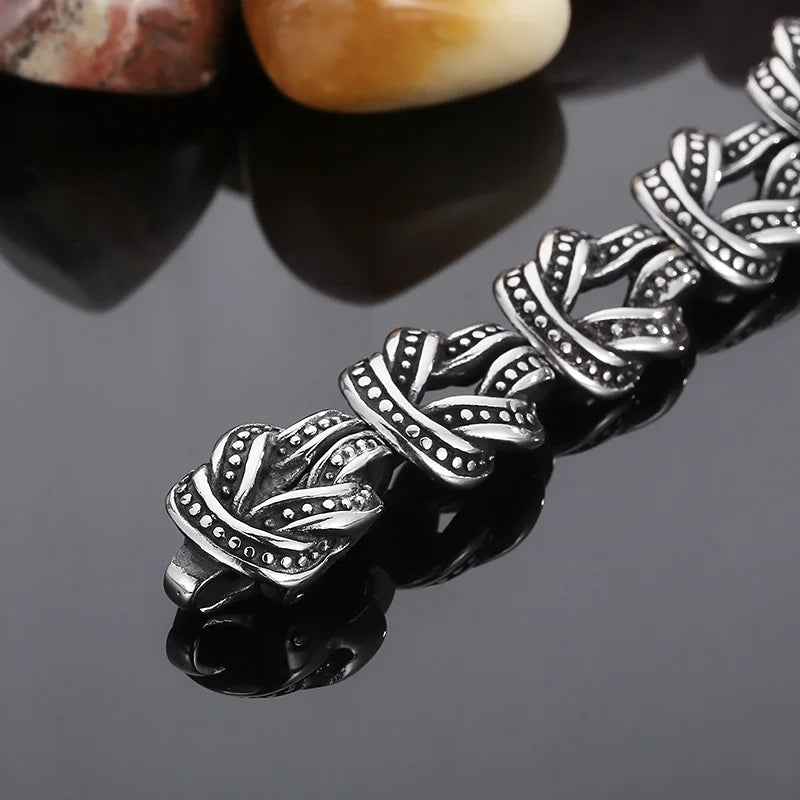 KALEN 220mm Punk Stainless Steel Knot Design Links Bracelet for Men