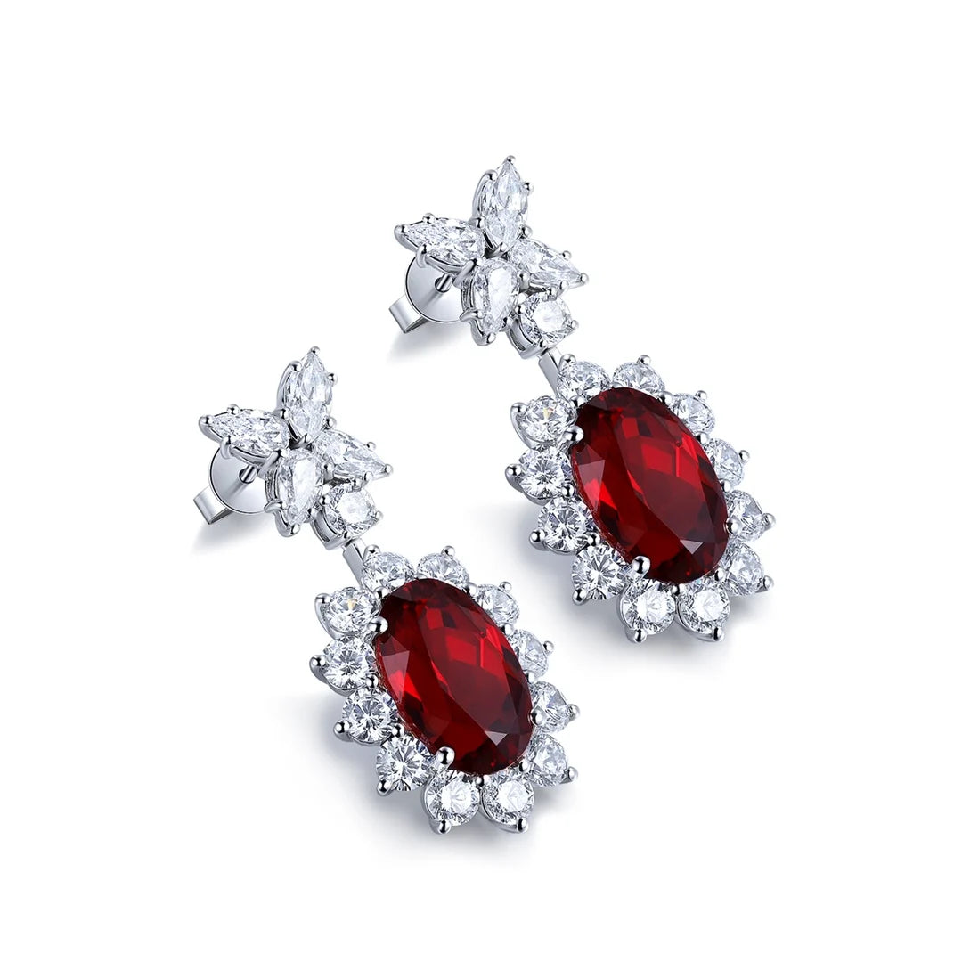 Gemfiori Anster High Quality S925 Lab Grown Ruby Earring Stud Dainty Gemstone Stud Earrings for Women Daily Wear Gift
