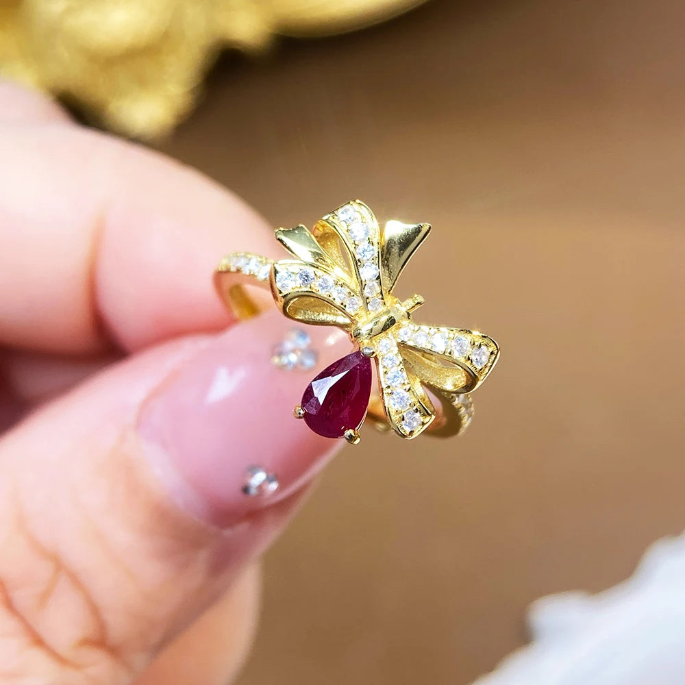 Gioiellieri 925 Sterling Silver Gold Plated Gemstone Ring Natural Ruby Prong Set Certified Engagement Anniversary Parties Everyday Wear Gift