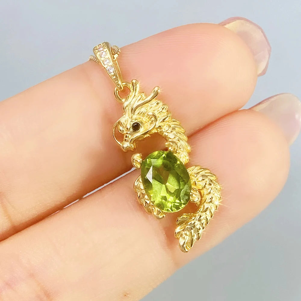 Gioiellieri Luxury Peridot Pendant with S925 Sterling Silver Natural Green Gemstone Fine Jewelry for Wedding Anniversary Gift 925 Stamped