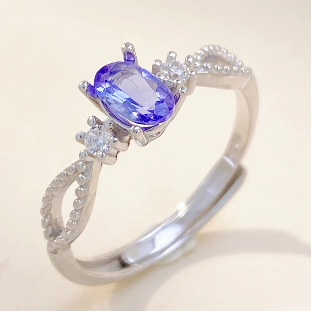 Gioiellieri Fashion Jewelry Rings Natural Tanzanite Classic Gold Plated for Women Low Price 925 Silver Comfortable Fit