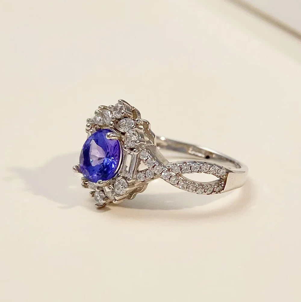 Gioiellieri Natural Tanzanite Ring S925 Sterling Silver for Women Genuine Blue Gemstone Fine Jewelry December Birthstone Anniversary Gift