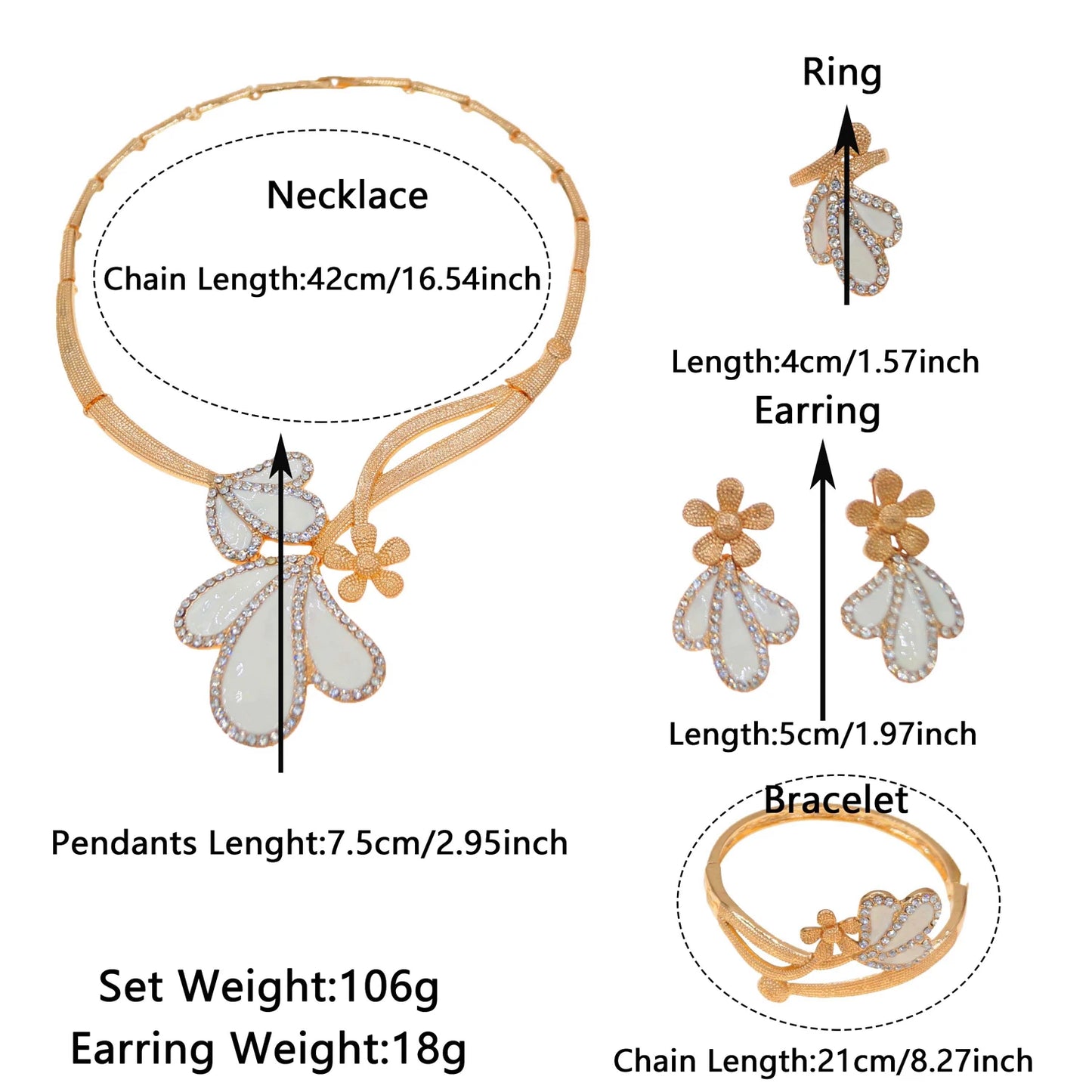 Zhuerrui Charm Clothing Jewelry Set French Romantic Trend Diamond Flowers Girls Coming-of-age Party Bracelet NecklaceHC24026214