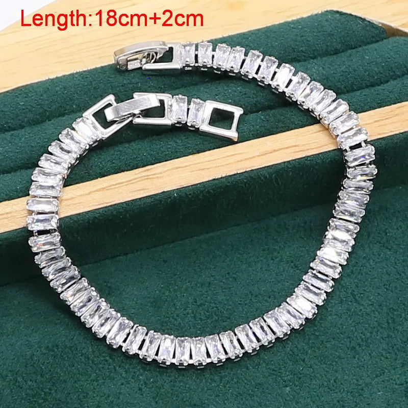 XOTICA Luxury Dubai Silver Jewelry Set for Women Long Earrings Necklace Pendant Ring-Wedding Gift