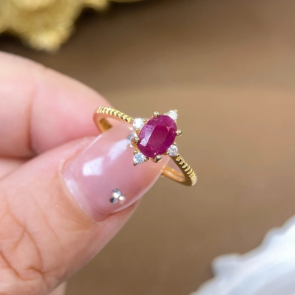 Gioiellieri Natural Ruby Fine Jewelry Ring 925 Sterling Silver Fashion Jewelry Rings for Ladies Low Cost Daily Casual Ornament
